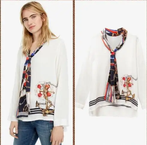 DESIGUAL испанский стиль один ручная роспись печати v-образным вырезом блузка(1