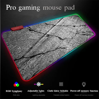 

Yuzuoan XXL Large Programming Mouse Pad Gray Wood Grain Texture LED Lighting Backlight RGB Gaming Mouse Pad Non-slip Durable
