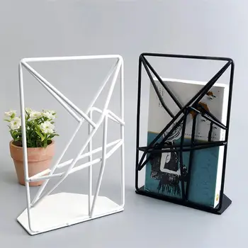

Iron Art Geometrical Book Block Multi-Functional Creative Bookend Book Stand Book Organiser for Home Office (White)
