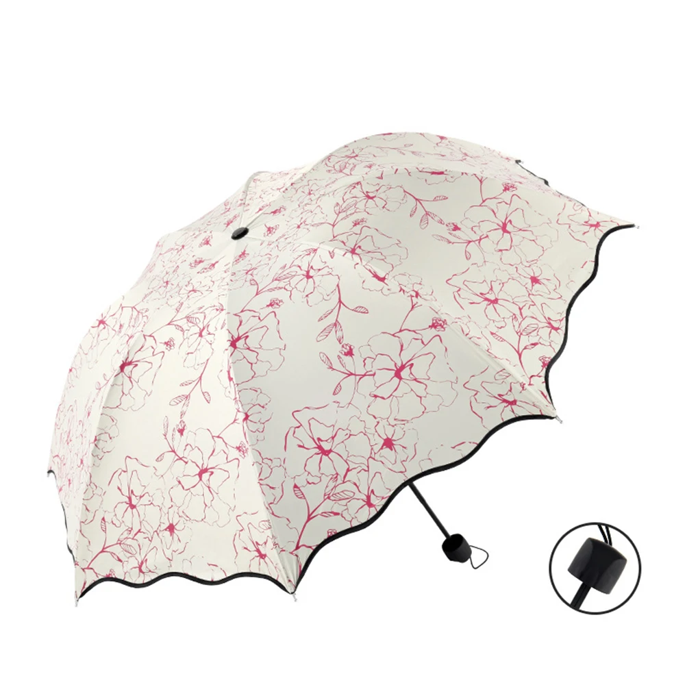 Chic Floral ANTI-UV Foldable Umbrellas Sun Compact Women Female Ladies Lady Windproof Rain Lovely Flower 8K Parasols Umbrella