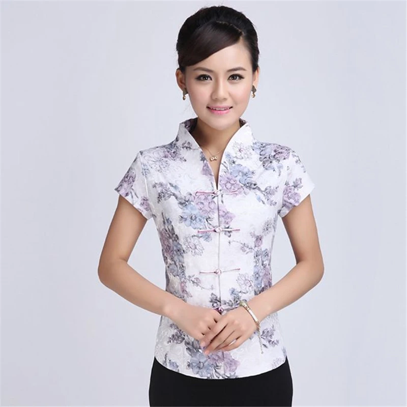 Tang zhuang blusa китайский модный Улучшенный Топ cheongsam летний национальный ветер тонкий платье для мамы платье