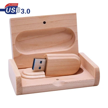 

Promotional gift USB 3.0 External Storage Creative Wooden Usb+Box Thumb Drive Pen Drive 4GB/8GB/16GB/32GB/64GB Custom your Logo