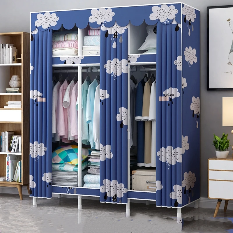 

Cloth Wardrobe Steel Pipe Thickening Reinforced Thicken Assembly Simple Steel Frame Fabric Storage Wardrobe Wardrobe