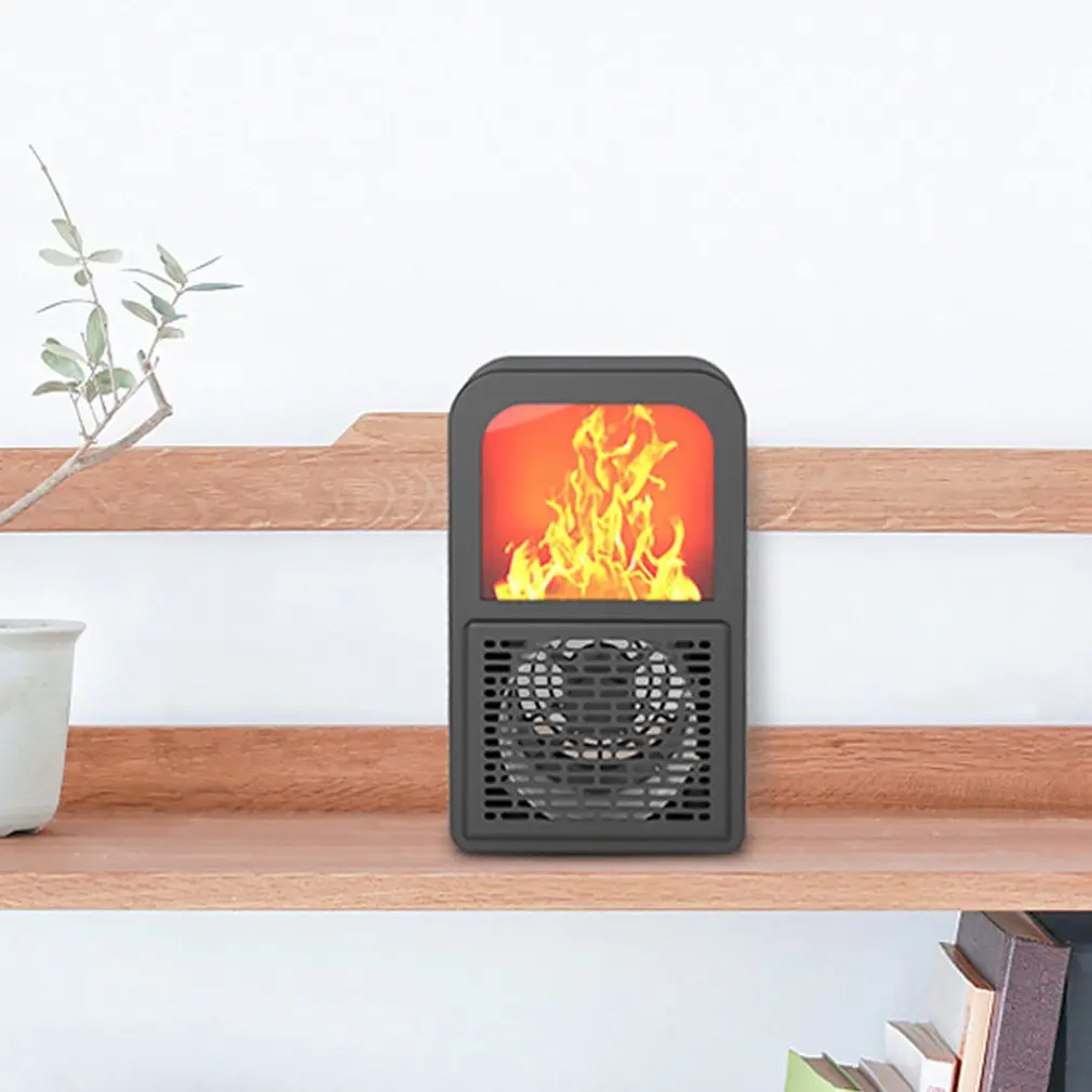 Creative Portable Fan Office Bedroom Electronic Fireplace Heater 3D Flame Heater Home Desktop Heater