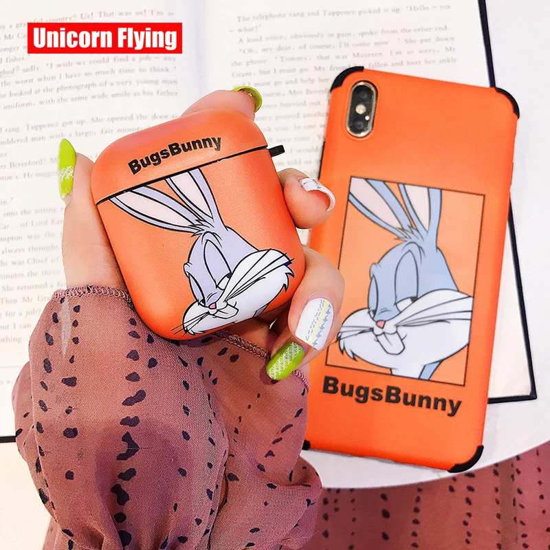 

LinXiang America Cartoon Cute Bugs Bunny Bluetooth Earphone Hard Protective Case For Apple Airpods 1 2