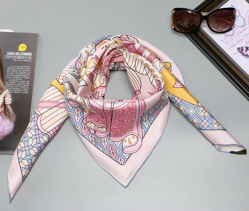 Light Pink Gray Fanstasy Matchup шелковый шарф, шаль, хиджаб для женщин, шарфы - Цвет: Light Pink Gray