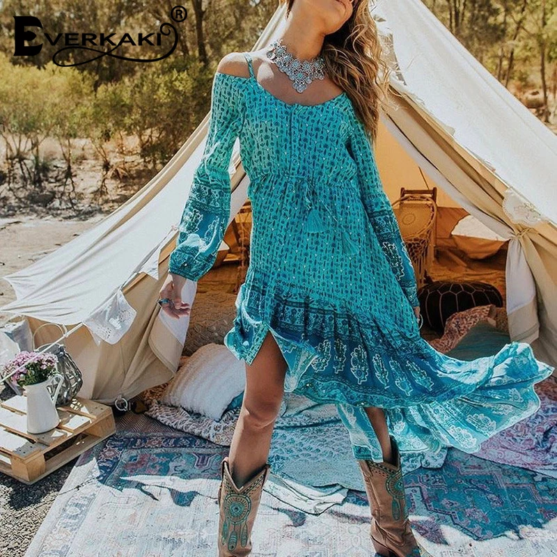 Everkaki Gypsy/платье-комбинация с цветочным принтом женские пояса Boho регулируемые