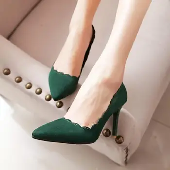 

Fashion Slip-on High Basic Pumps For Women Thin Heels Spring Autumm Shallow Ladies Pumps Solid Pointed Toe Single Shoes
