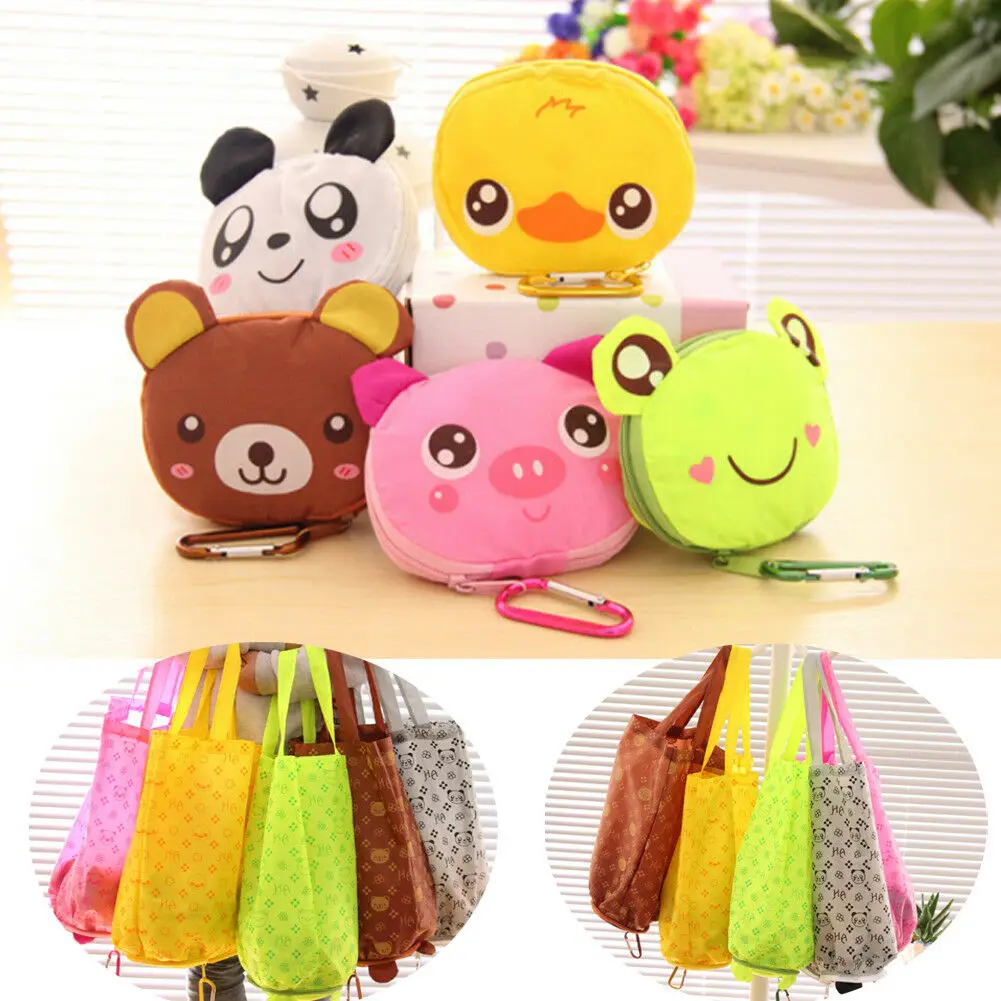 Brand New Travel Foldable Bag Storage Eco Reusable Cute Animal Large Capacity Shopping Bag Handbag Grocery Tote