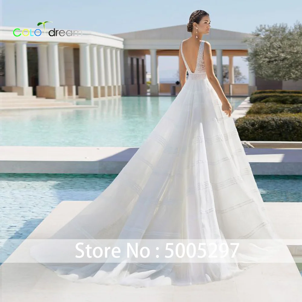 Свадебное платье A line vestido de novia с v-образным вырезом