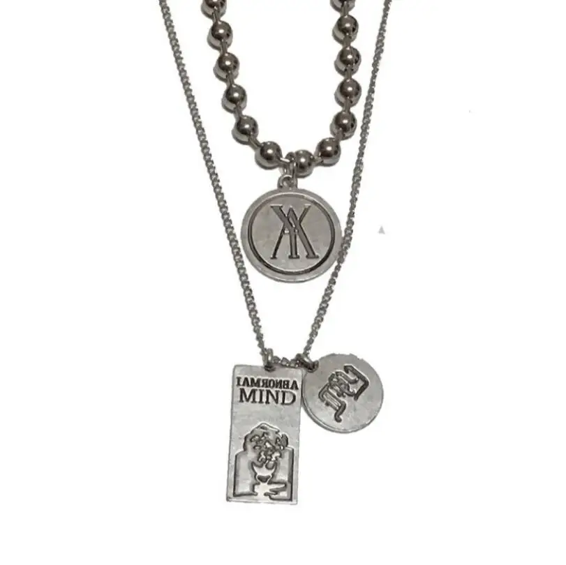woman Multilayers layered chains hiphop Punk Stainless Steel Padlock Necklace men rock Lock Blade Necklaces