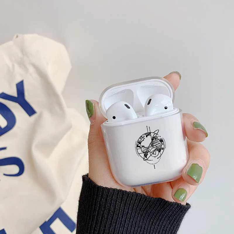 Милый чехол для Apple airpods чехол мультфильм путешествия слово mapпрозрачный Bluetooth наушники чехол для Airpods наушники мягкий чехол