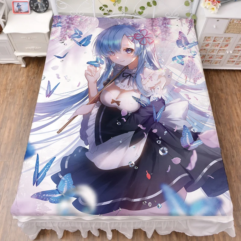 August японское аниме Re Zero kara Hajimeru Isekai Seikatsu фланелевое одеяло летнее одеяло кровать молочное волокно лист 150x200 см - Цвет: re82