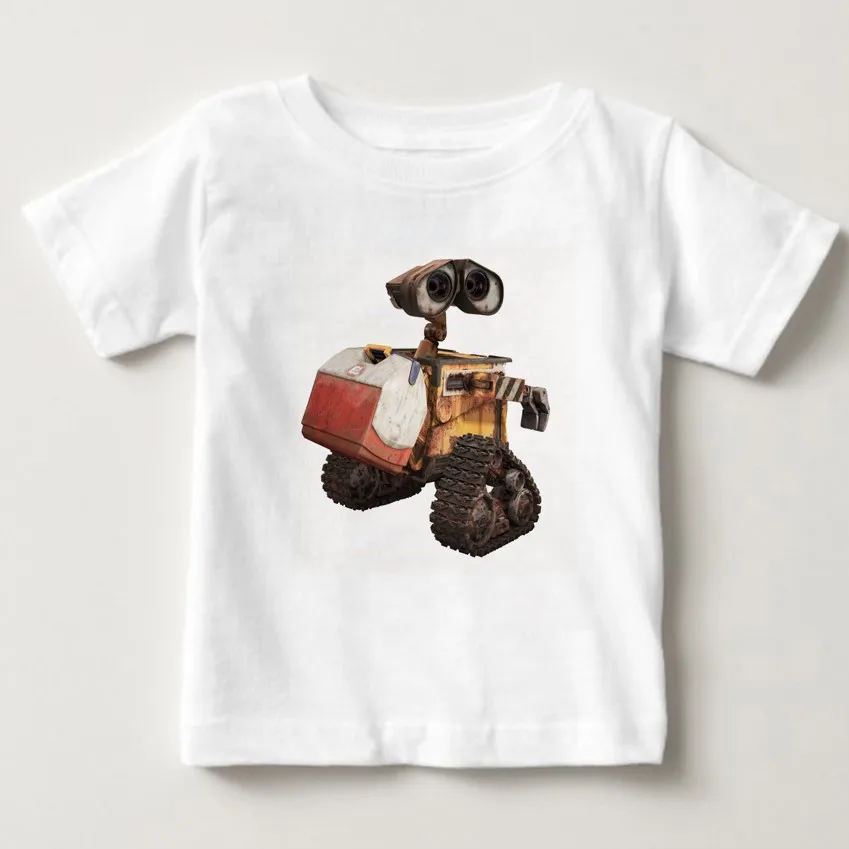White childreT-shirt Детская футболка анимация робот милые стены E футболка, хлопок, модная брендовая футболка детская, новинка, высокое качество, летняя футболка для маленьких мальчиков, Размер 7 лет - Цвет: White childreT-shirt