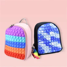 

Fashion Fidget Toys Push Bubbles Toy Rainbow Color Coin Purse Wallet Ladies Bag Silica Simple Dimple Backpack Bags For Girls