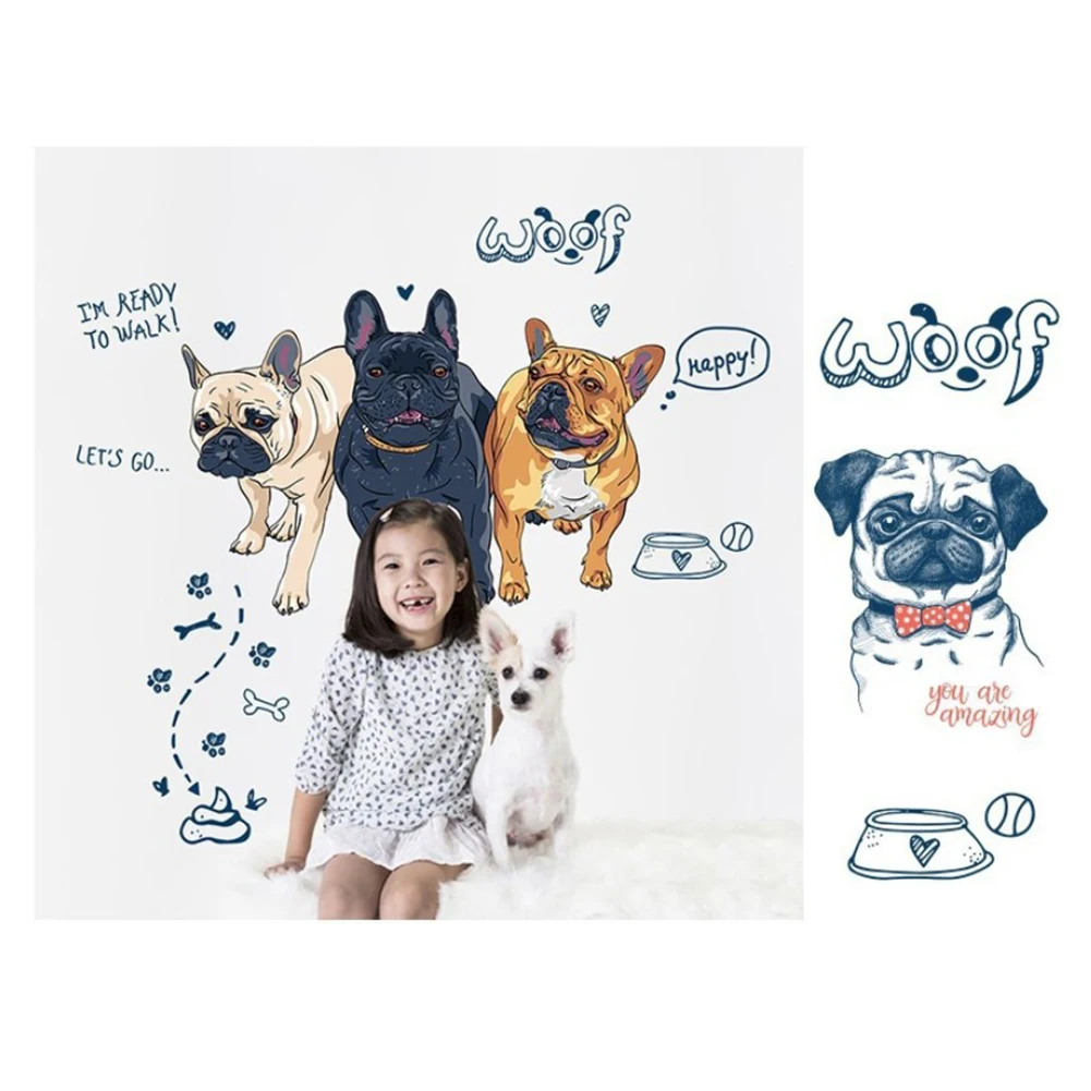 Трехмерная светодиодная Настенная Наклейка с изображением милых собак