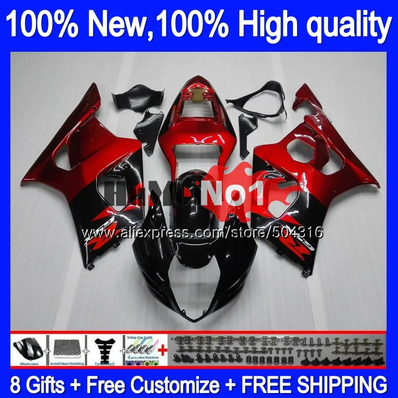 Корпус для SUZUKI GSXR-1000 1000CC GSXR1000 K2 20MC. 8 GSX-R1000 GSX R1000 03 04 K3 GSXR 1000 2003 2004 03 04 винно-Красного цвета обтекатель - Цвет: No. 1