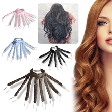 Barra rizadora sin calor para el cabello, rizadores de pelo sin calor de 8 garras, rodillos para el cabello, barra de rizado suave para dormir, formadores de onda, herramienta de peinado DIY