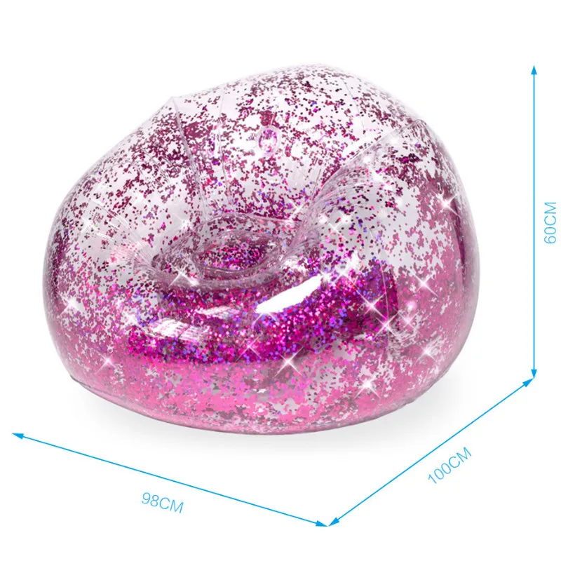 Прозрачный блестящий надувной диван ленивый мешок фасоли воздуха открытый кемпинг складной портативный пляжный кровать кресло стул диван пуховка