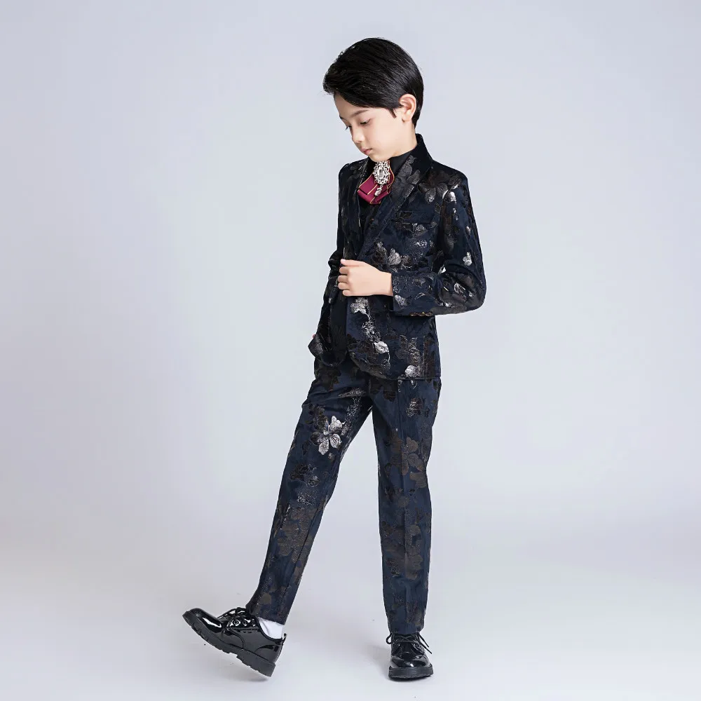 4PCS YuanLu/Детские костюмы для мальчиков; Infantil Menino; Свадебный Блейзер; пиджак; деловые костюмы для мальчиков; Блейзер; жилет; брюки; Kinderkleding Jongens - Цвет: 4PCS