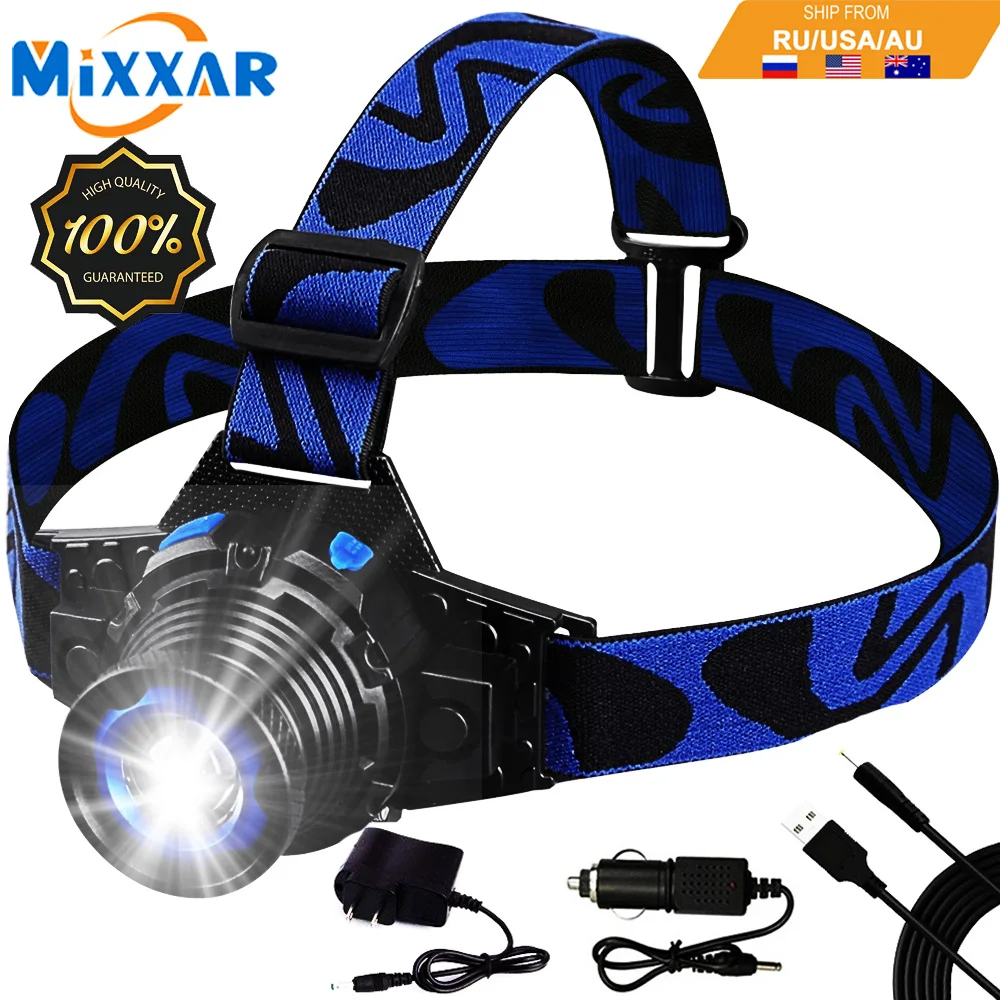 

EZK20 Dropshipping Ultra Bright LED Rechargeable Headlamp 3 Modes Zoomable Work Headlight for Runing Hiking Camping Fishing
