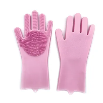 

1Pair Gloves Magic Silicone Cleaning Gloves Kitchen Silicone Dish Washing Glove for Household Rubber Scrubber Kitchen Clean Tool
