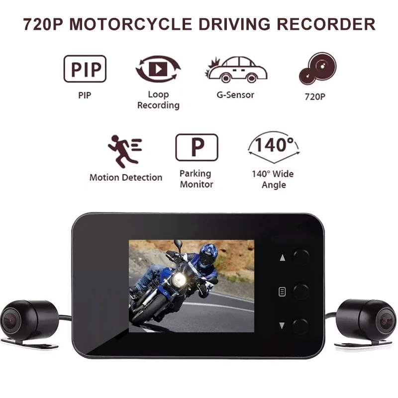 

Waterproof Motorcycle Driving Recorder Rear View Camera Dvr 720P Wide Angle Universal Stable