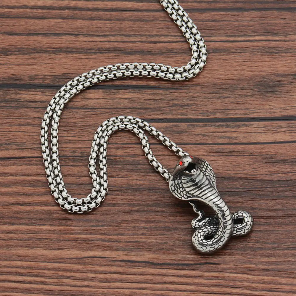 Goofan хип-хоп классический Кобра длинное ожерелье подвески Высокое качество из нержавеющей стали модные украшения для мужчин и женщин подарок STN1438