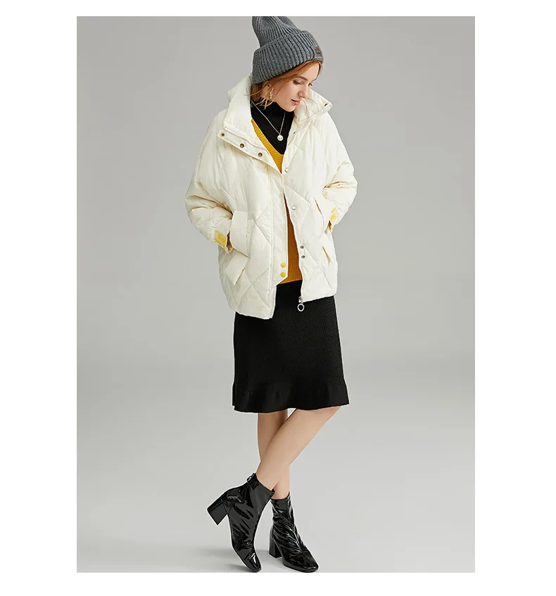 1928111- Зимний стиль женский французский пуховик теплое пальто белое пуховое пальто для похудения на каждый день