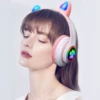 Pink Cute Cat Ears Wireless Headphone Bluetooth-compatible Headset Stereo Foldable Earphone with Microphone Music Kid Girl Gift 4