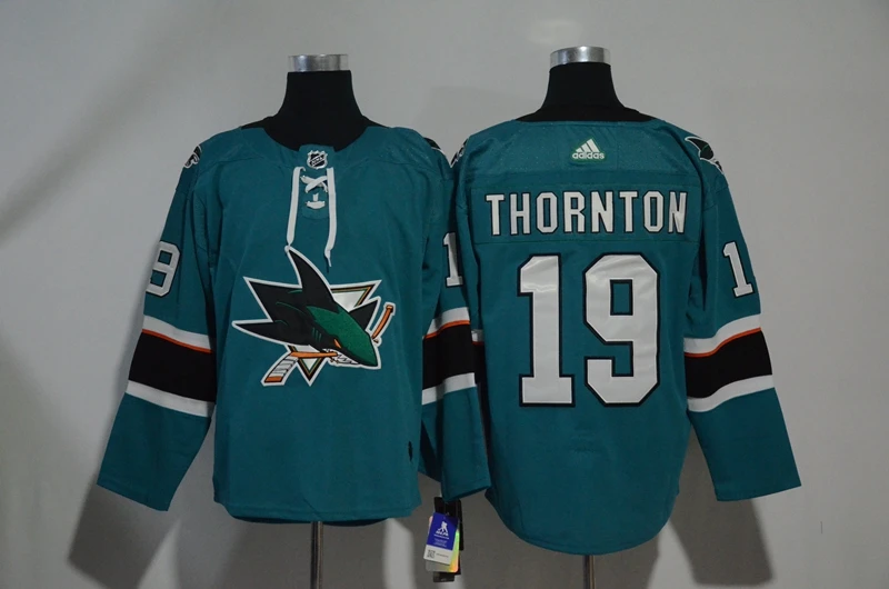 Коричневый Сан-Жозе Мужские взрослые 88 Brent Burns 19 Joe Thornton Джерси - Цвет: Коричневый