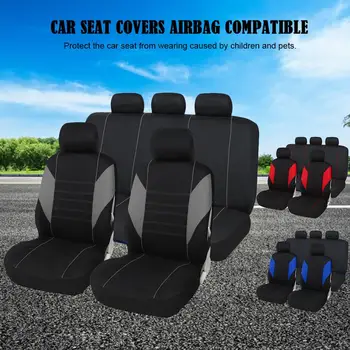 

9PCS/Set Universal Car Seat Covers Mesh Breathable Sponge Interior Accessories Full Cover Set For Car/Truck/Van