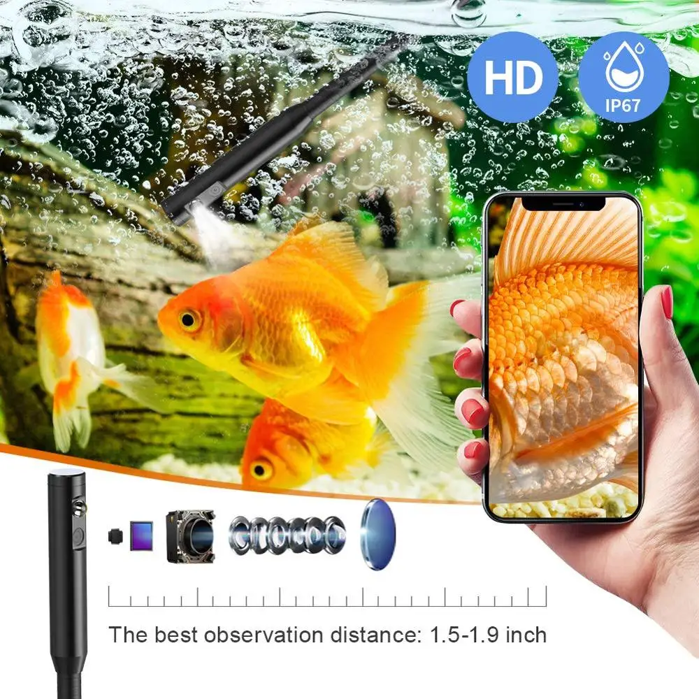 WiFi Endoscope with Side Cam Wireless Telescopic Digital Borescope Snake Inspection Tube Camera iOS