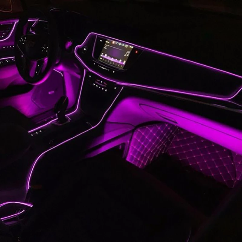 Car Interior EL Wire Ambient LED Flex Rgb Strip Auto Flexible Atmosphere Neno Tube Soft USB Lamp Lighting Strip Rope Tape Light
