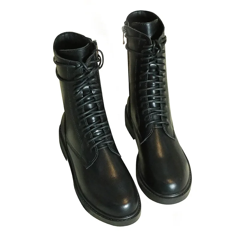 Модные ботильоны зимние из Pu искусственной кожи Женские ботинки Рабочая обувь