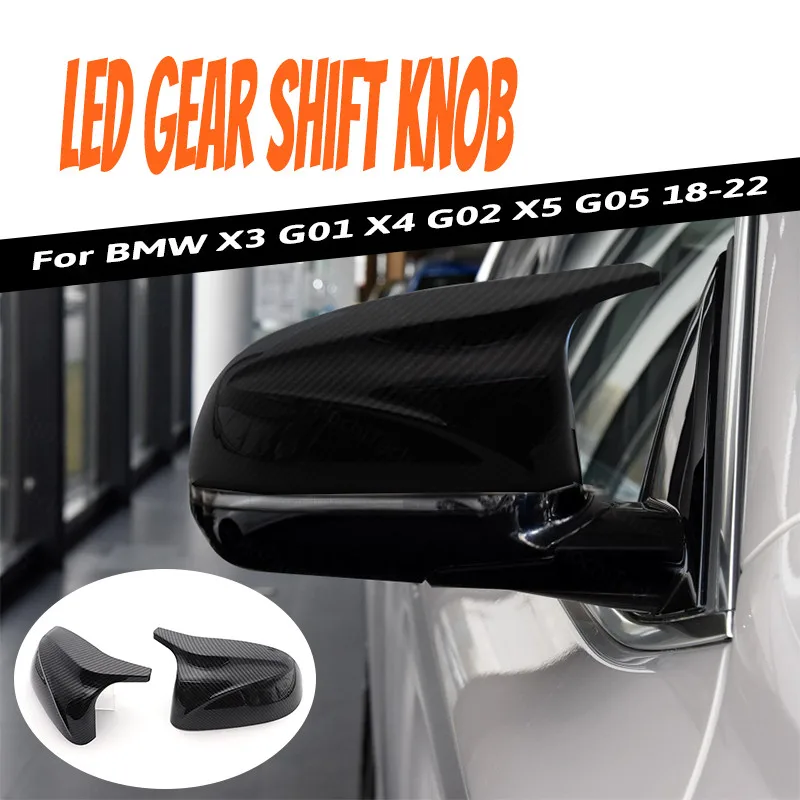 

1 пара глянцевых черных/углеродных зеркал заднего вида в форме рога, сменные боковые зеркала для BMW X3 G01 X4 G02 X5 G05 2018-2022