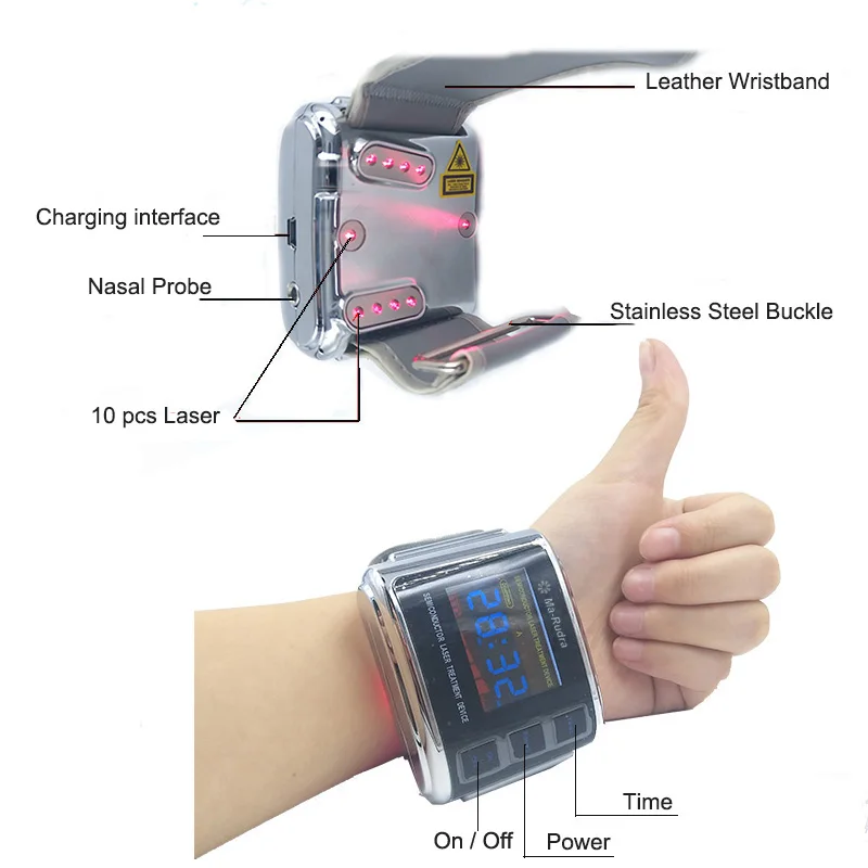 Reloj de pulsera para diabéticos, dispositivo terapéutico para el tratamiento de la hipertensión, Sinusitis, con láser - Imagen 2