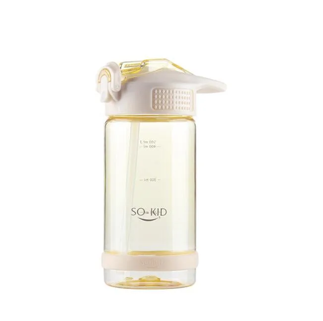 500ml Beige 500 мл/800 мл портативная соломенная бутылка для воды, прыгающая крышка, спортивные Бутылочки для фитнеса, здоровая пластиковая посуда для напитков BPA бесплатно - Цвет: 500ml Beige