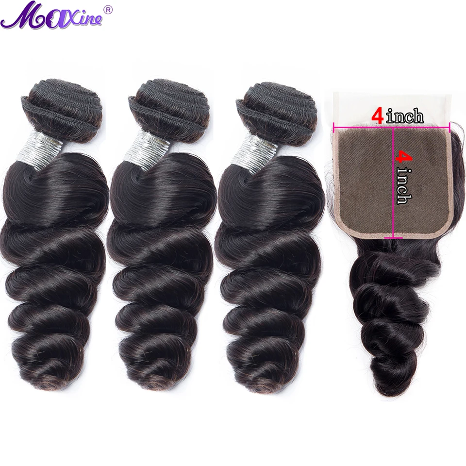 Свободные волнистые пряди с закрытием Maxine Remy человеческие волосы с закрытием 8-30 дюймов Пряди с закрытием низкое соотношение длинные волосы РСТ 10