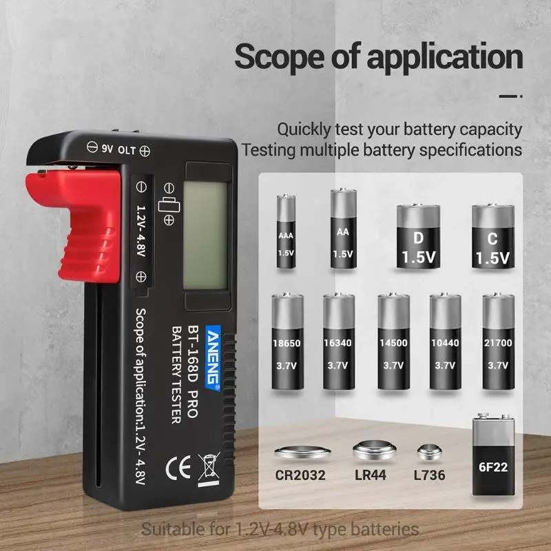 

BT168 PRO Battery Capacity Tester for 9V 3.7V 1.5V AA AAA Cell C D 18650 Battery L4MF