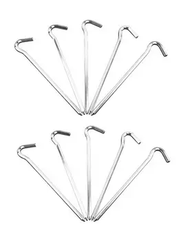 

10PCS Aluminium Tent Nails Lightweight Tent Nails High-strength Hexagonal Question Mark For Camping Travel