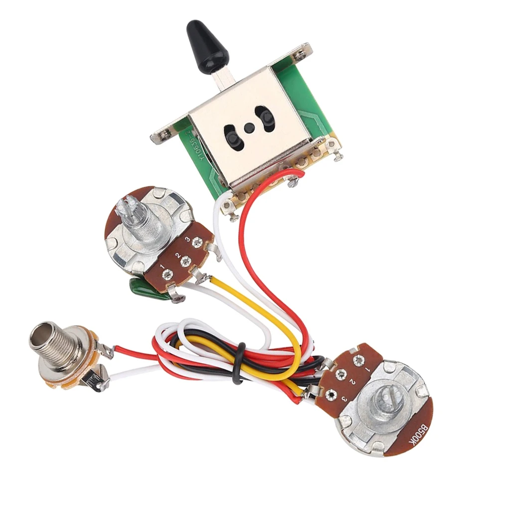 Electric Guitar Wiring Harness Pre-wired Kit 3 Way Toggle Switch 500K Pots 1T1V | Спорт и развлечения