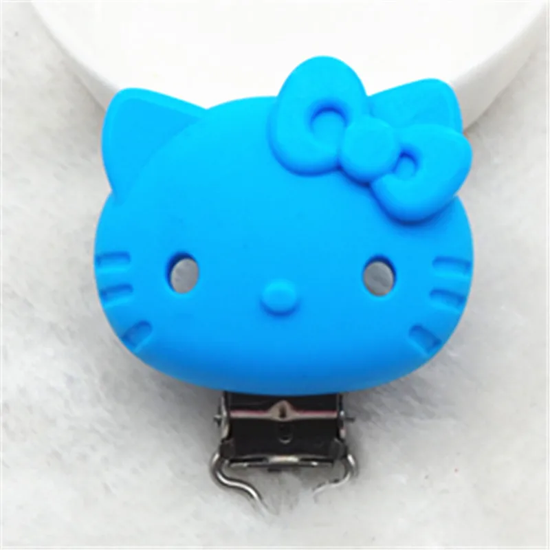 Sky Blue Chenkai 10 шт. силиконовые зажимы для кошек DIY детская погремушка-грызунок кольцо для соски Монтессори сенсорные ювелирные изделия держатель цепи игрушки зажимы - Цвет: Sky Blue