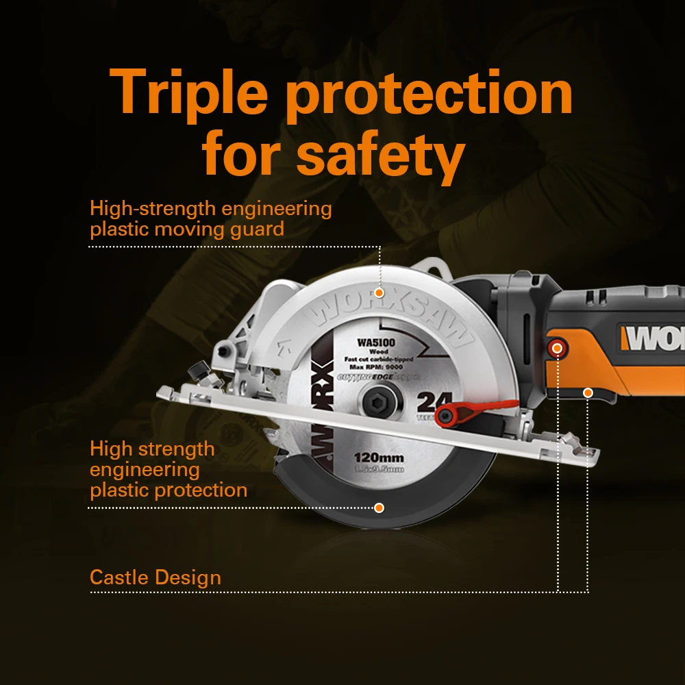 Worx Wx439l 4.5 Amp Worxsaw 4.5 Electric Compact Circular Saw