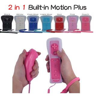 

Multi Color 2 in 1 Wireless Game Remote Controller with Motion Plus Nunchuck for Nintendo for Wii Controller joystick