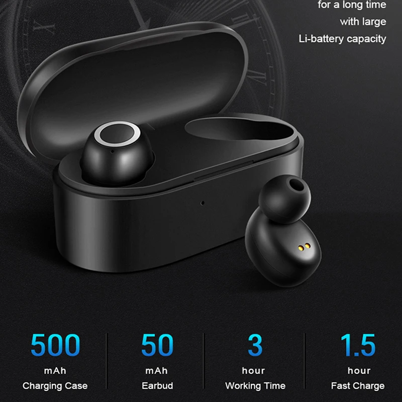 TEBAURRY Bluetooth наушники 5,0 TWS Беспроводная мини-гарнитура с сенсорным управлением 3D стерео бас наушники с зарядным устройством Портативный