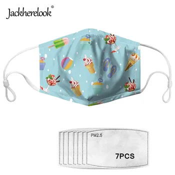 

Jackherelook Harajuku Mask with 7 Filters Ice Cream Pattern Breathbale Mouth Mask for Adult/Kids Reusable Face Masks Cover