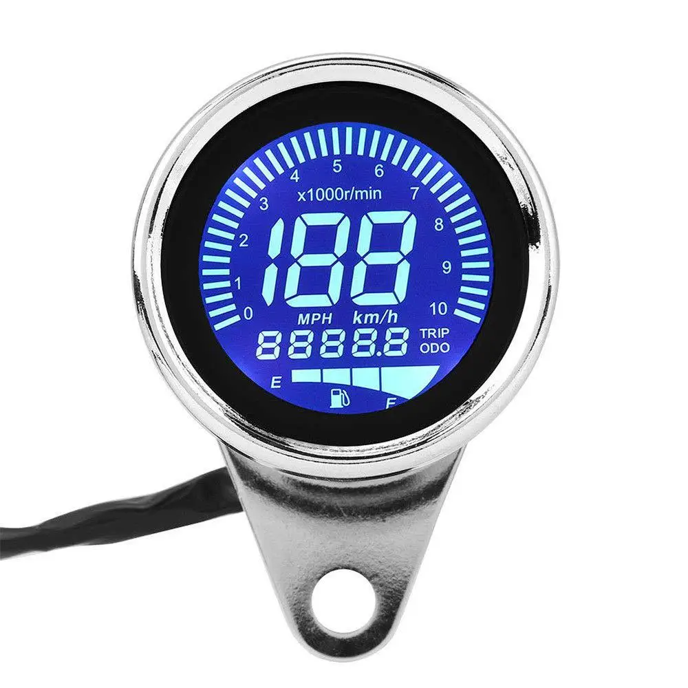 Velocímetro da Motocicleta Medidor para 12 Retro Digital Odômetro Cafe Racer Tacômetro Indicador Scooter Atv v Moto Lcd 7 Velocímetro da motocicleta retro lcd digital odômetro
