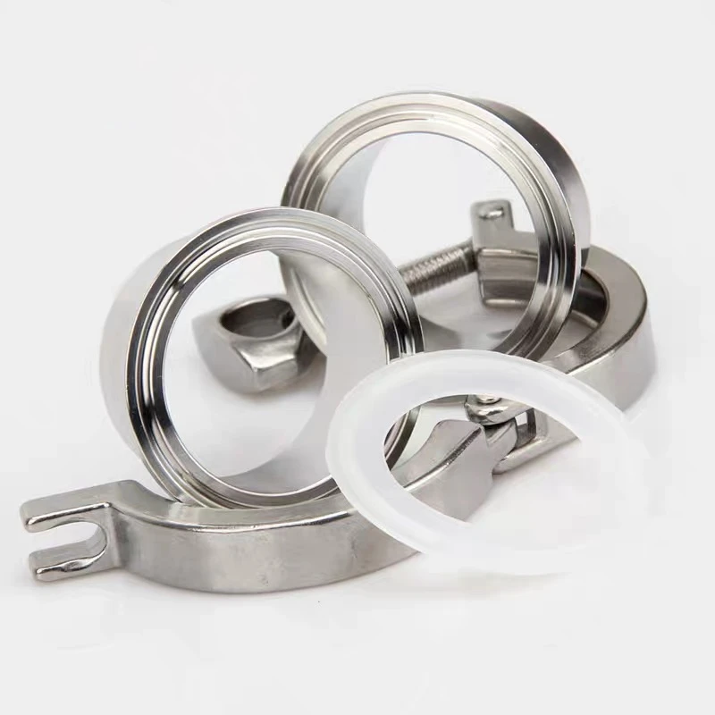 1 Set 1.5''--6-1/4'' Sanitary Flange Pipe Weld Ferrule + Tri Clamp + PTFE or Silicone Gasket Stainless Steel SUS SS 304 triclamp pipe fitting water pipe fitting hose pipe fitting