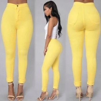 

Hot Womens Skinny Slim Fit Denim Jeans Casual Solid Color Pants Trouser IE998